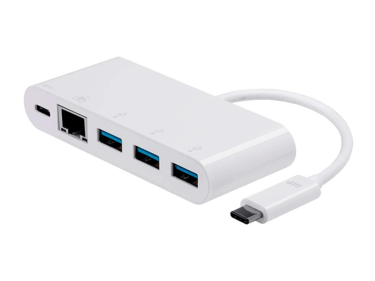 Monoprice Select Series USB-C to 3x USB-A 3.0 Gigabit Ethernet and USB-C (F) Adapter