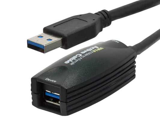 Monoprice USB-A to USB-A Female 3.0 Extension Cable - Active Black 15ft