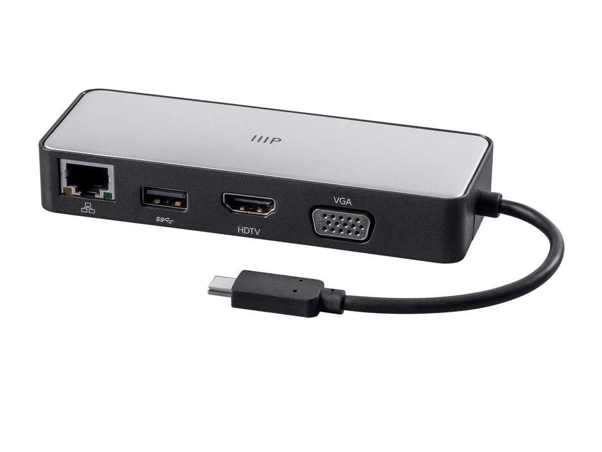 Monoprice USB-C to HDMI VGA USB 3.0 RJ45 Gigabit Ethernet and USB-C Female Travel Dock