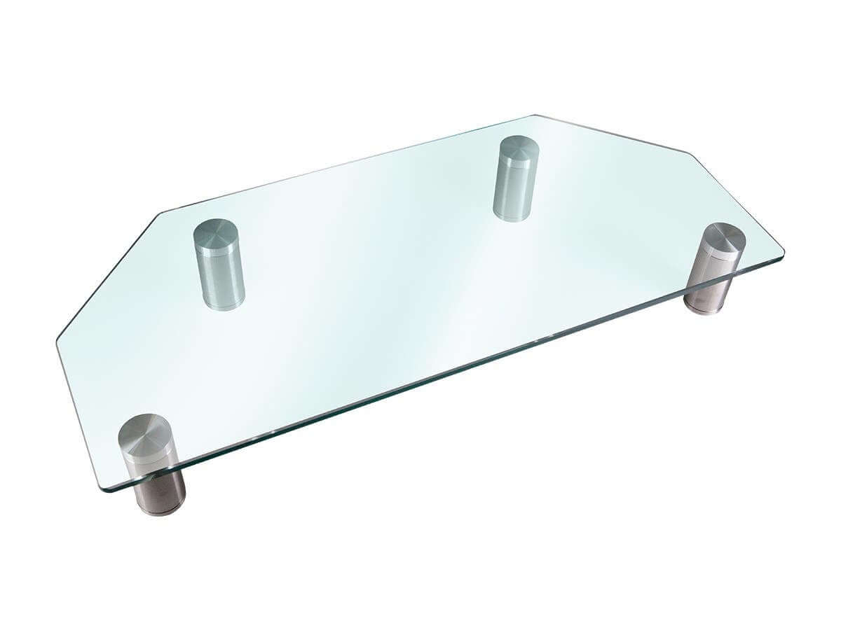 Workstream by Monoprice Corner Multimedia Desktop Monitor Stand Clear Glass